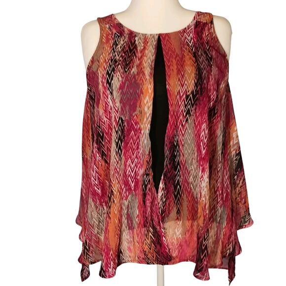 Wrangler Rock 47 Tank Top Women’s Large Black w/ Pink Chevron Overlay Rockabilly - Picture 1 of 8